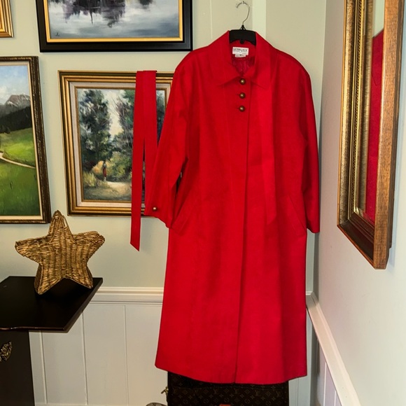 Red Long Suede Apres Ski Jacket Vintage XL 2X 16 Valentines Day Valentine - Picture 4 of 10